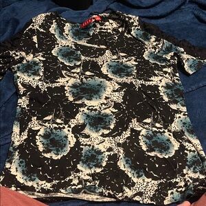 Elle Black and Blue Floral Blouse
